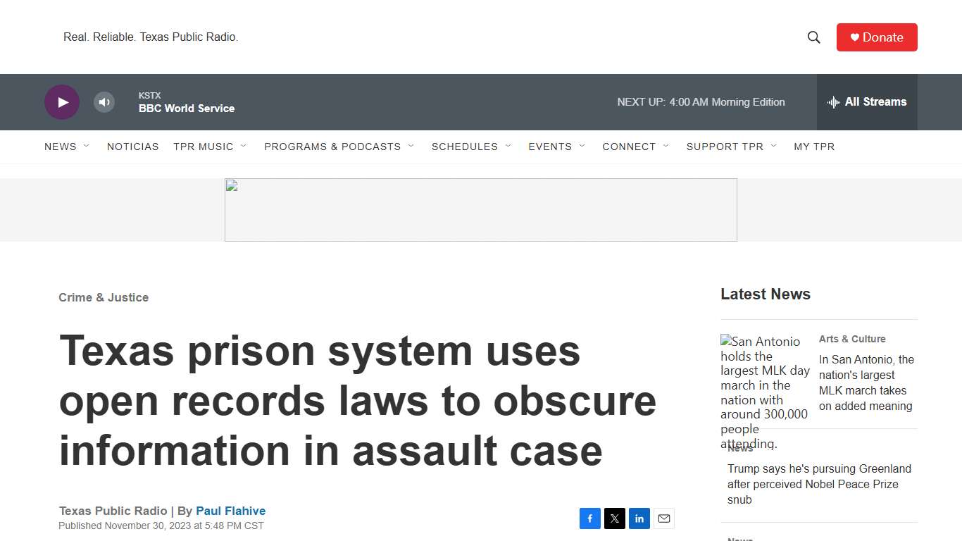 Texas prison system uses open records laws to obscure information in assault case | TPR